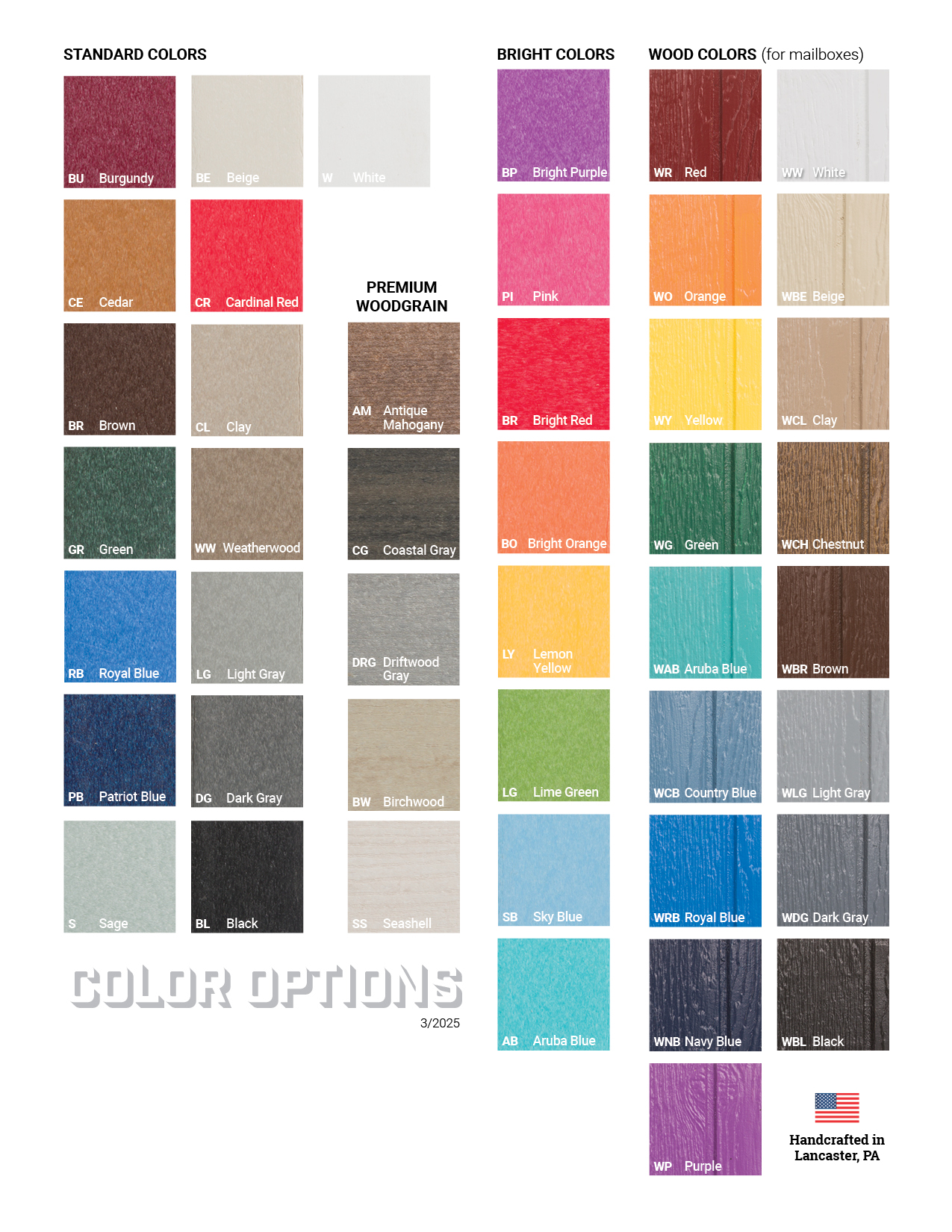 COLOR カラー THE BEST Color Options - Keystone Woodworking